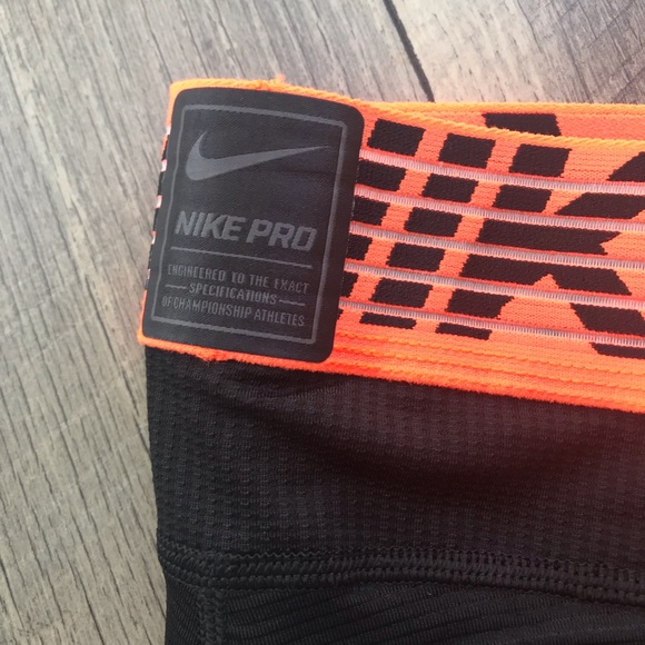Nike Pro Hypercool Tight Leggings Black Orange Men - Picture 4 of 7